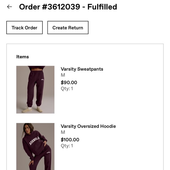 Adanola Maroon Varsity Sweatpants with White Logo - Picture 3 of 9